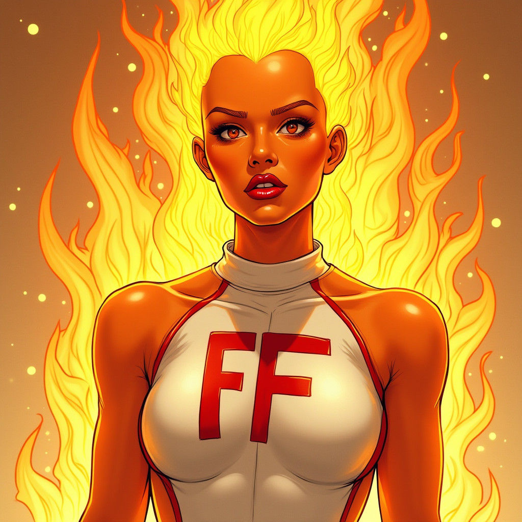 Fiery Woman Comic Book Art