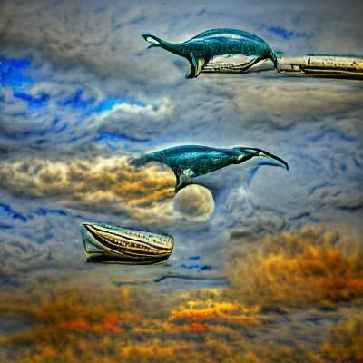 Hyperrealistic Whalers on the Moon Tell Tall Tales