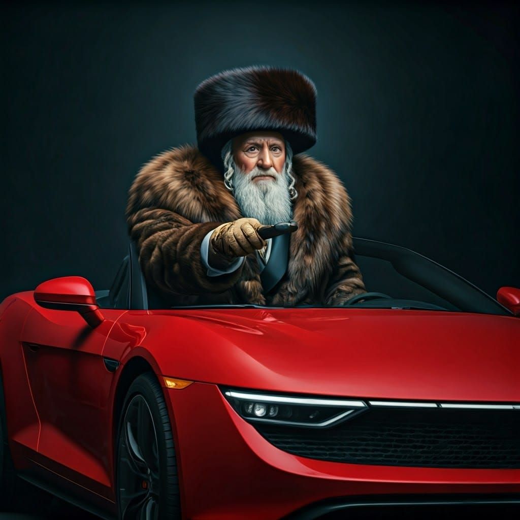 Elderly Jew Drives Sports Car: Cinematic Film Still