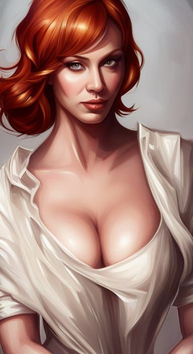 Christina Hendricks Portrait in Fantasy Art Style
