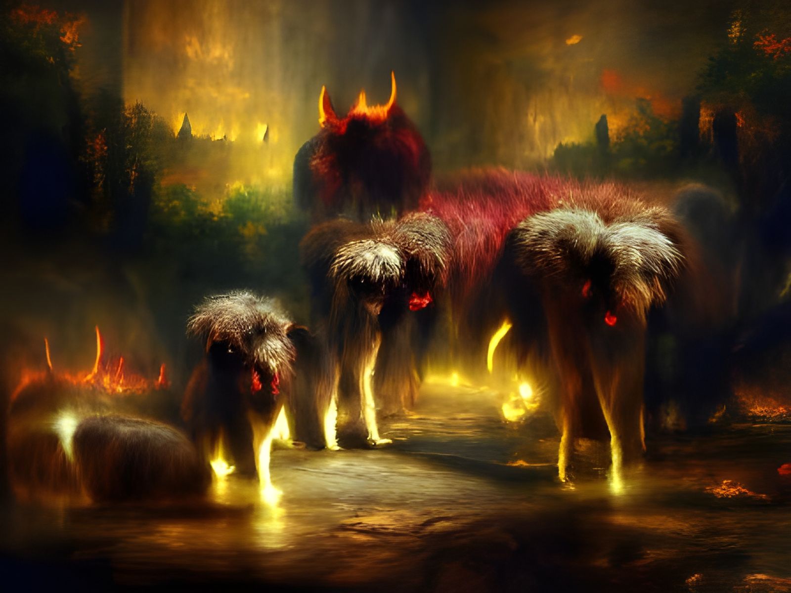 Cerberus in Hades: A Volumetric Digital Painting