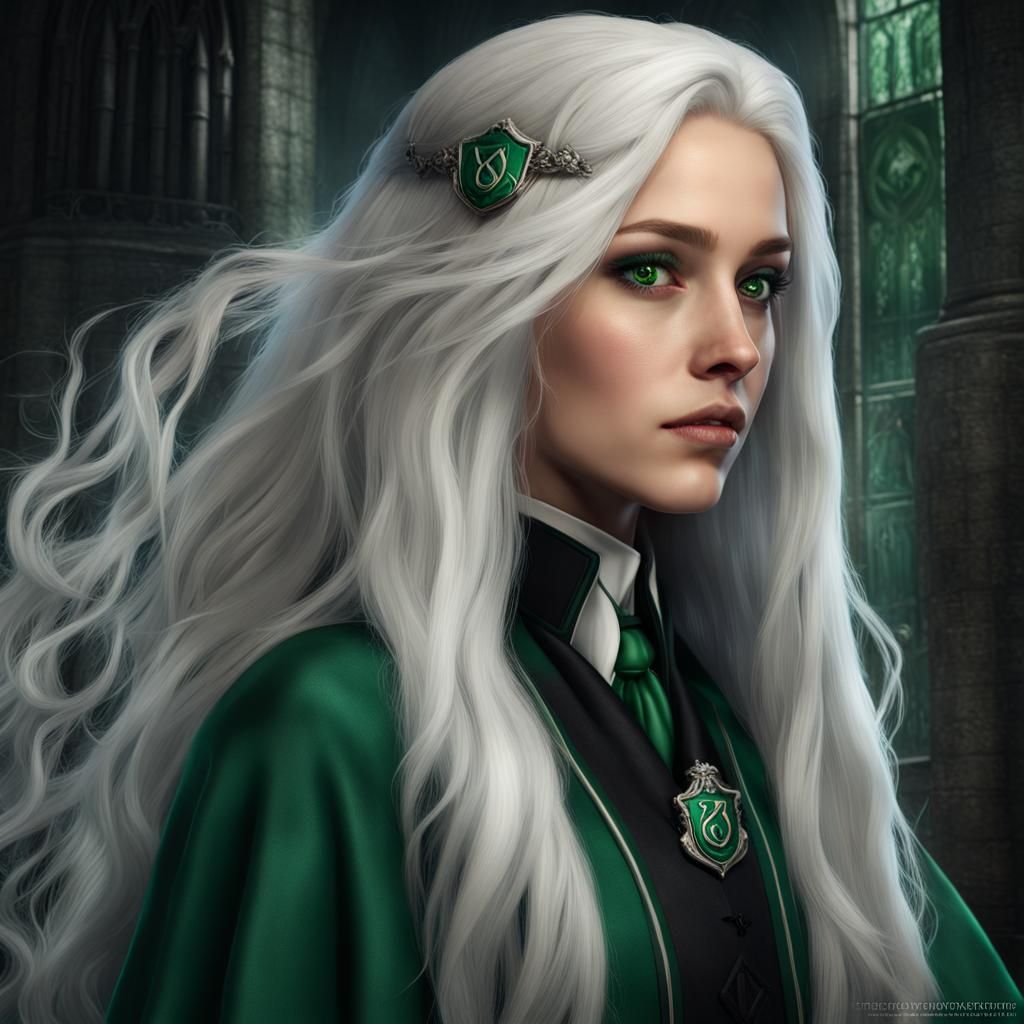 Gorgeous Slytherin Girl in Potions Classroom, Digital Art