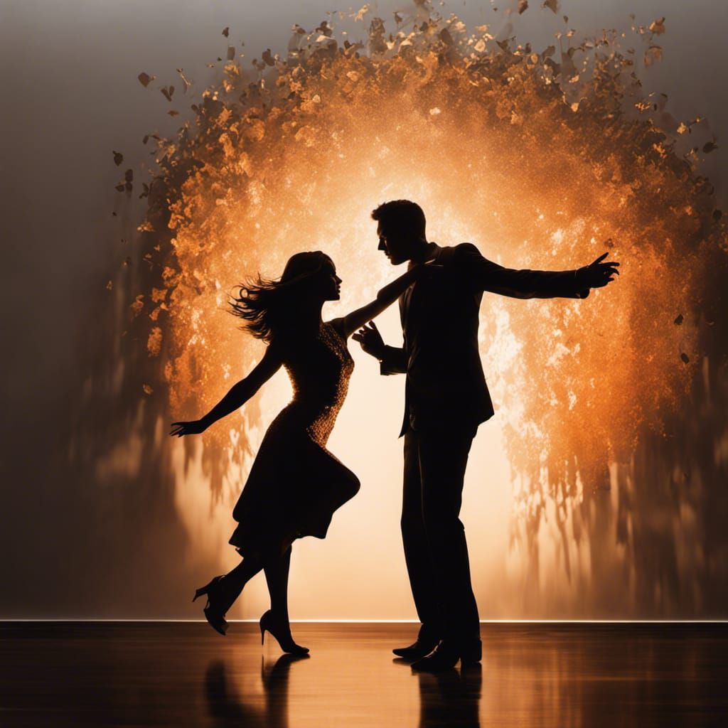 Hyperrealistic Shadow of Dancing Couple on Wall