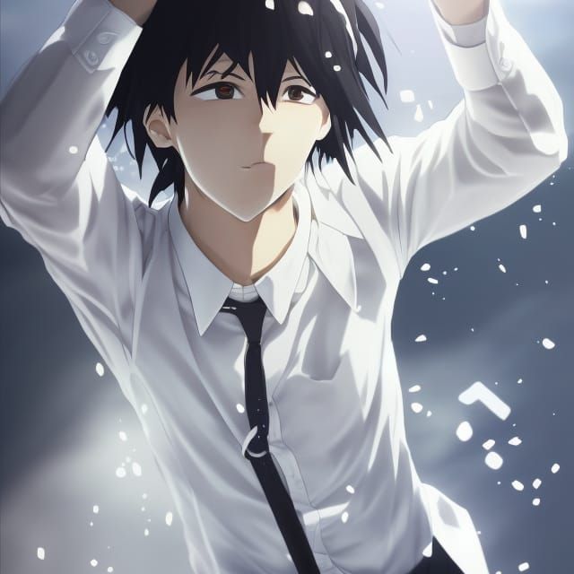 Anime Key Visual of Confident Man in Dress Shirt