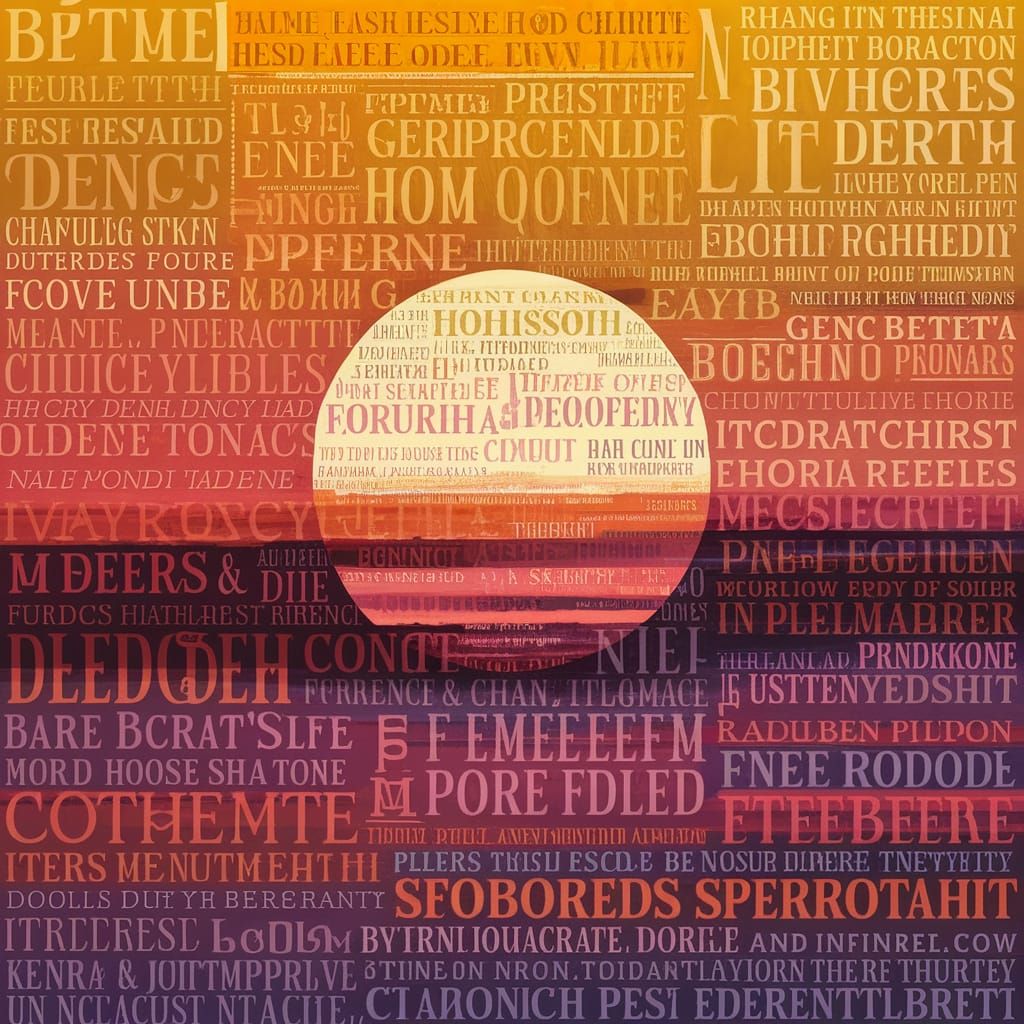 Vibrant Sunset Composition in Typographic Style