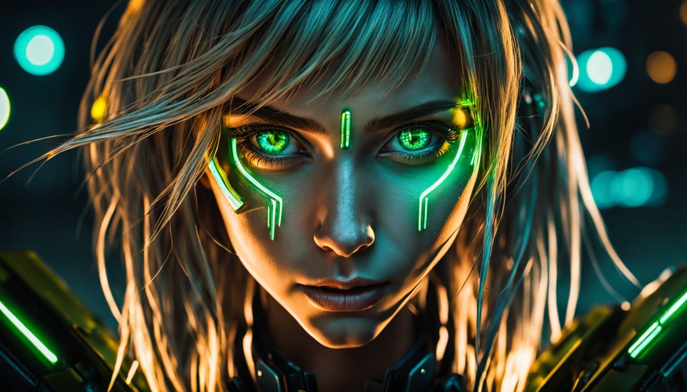 Cyberpunk Portrait Photography in Neon Glow
