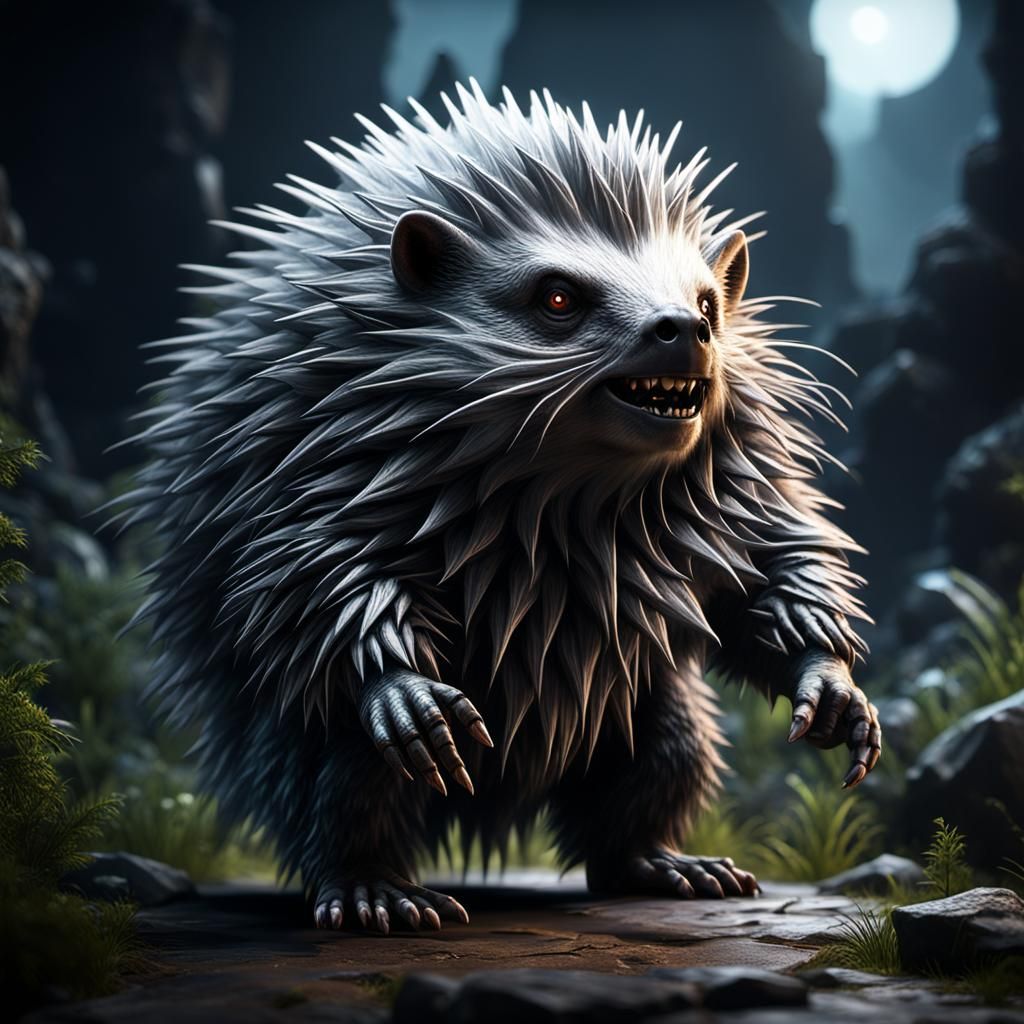Evil Porcupine in 3D Game Cinematic Style