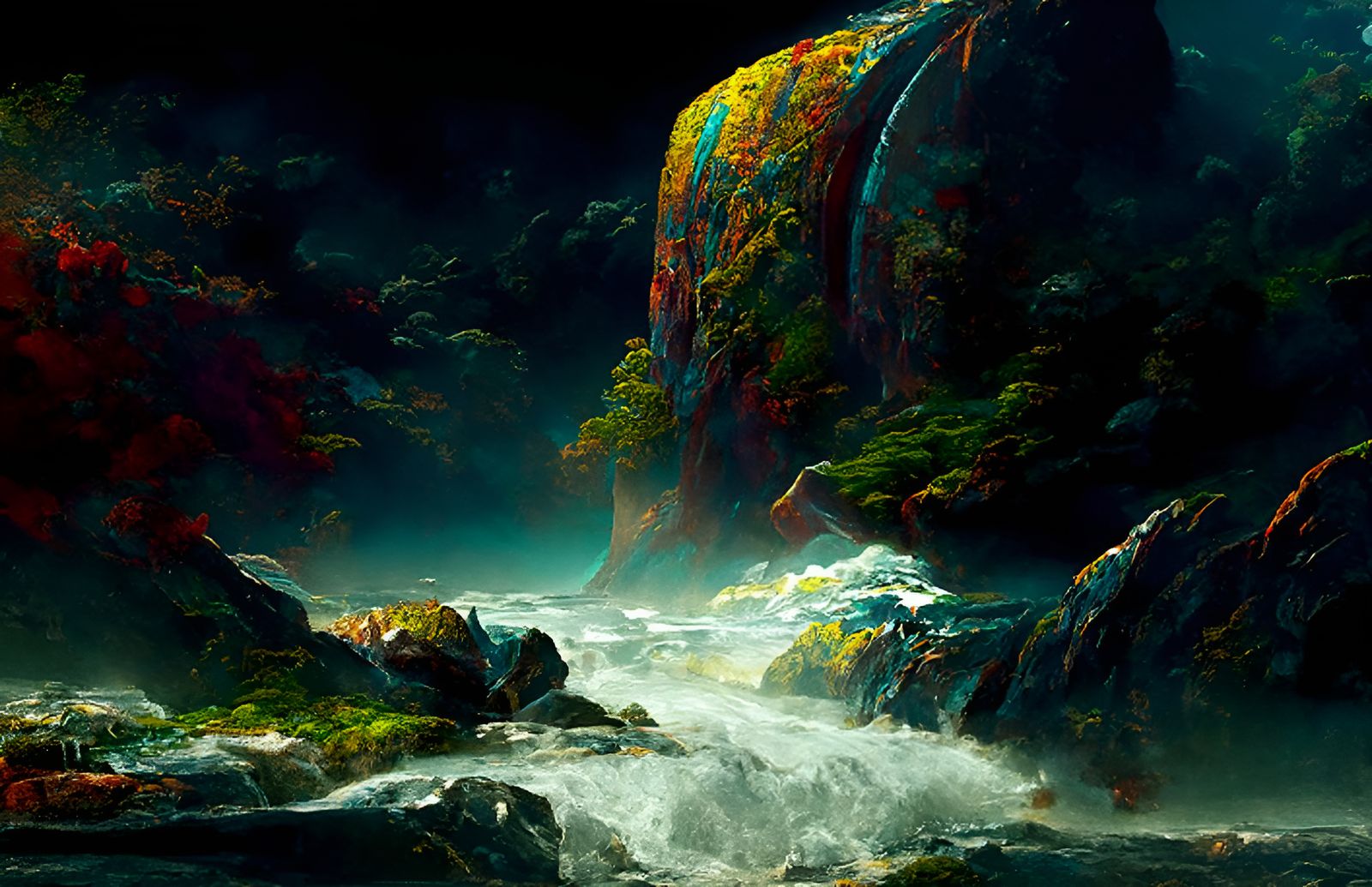 Ship Sailing Dark Seas in Romantic Style