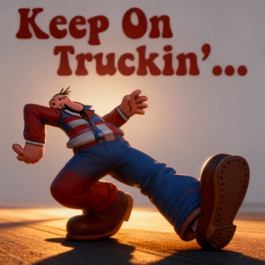 Retro "Keep on Truckin'" 3D Rendering