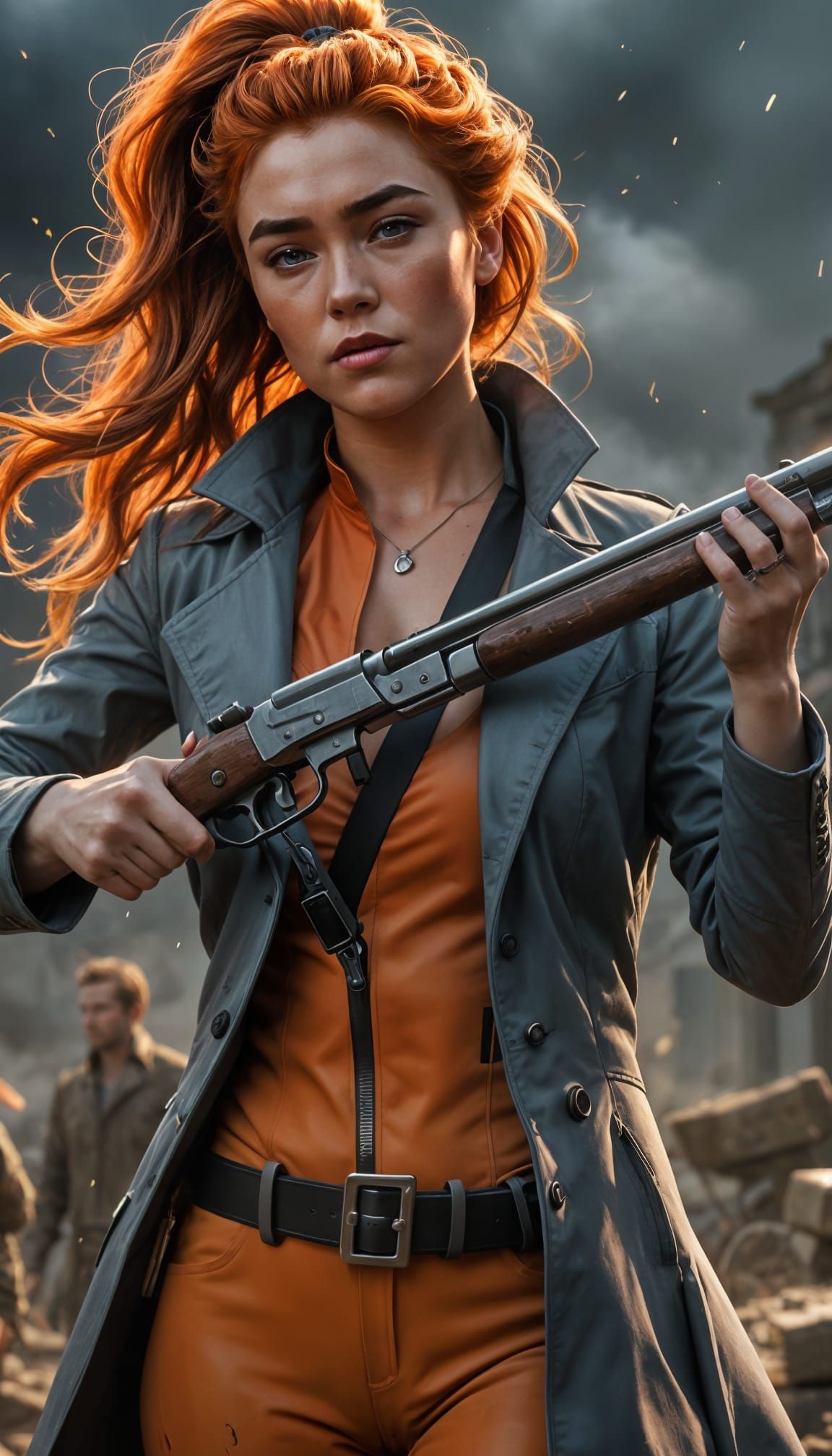 Elsa Bloodstone: Vampire Hunter in Bespoke Orange Bodysuit