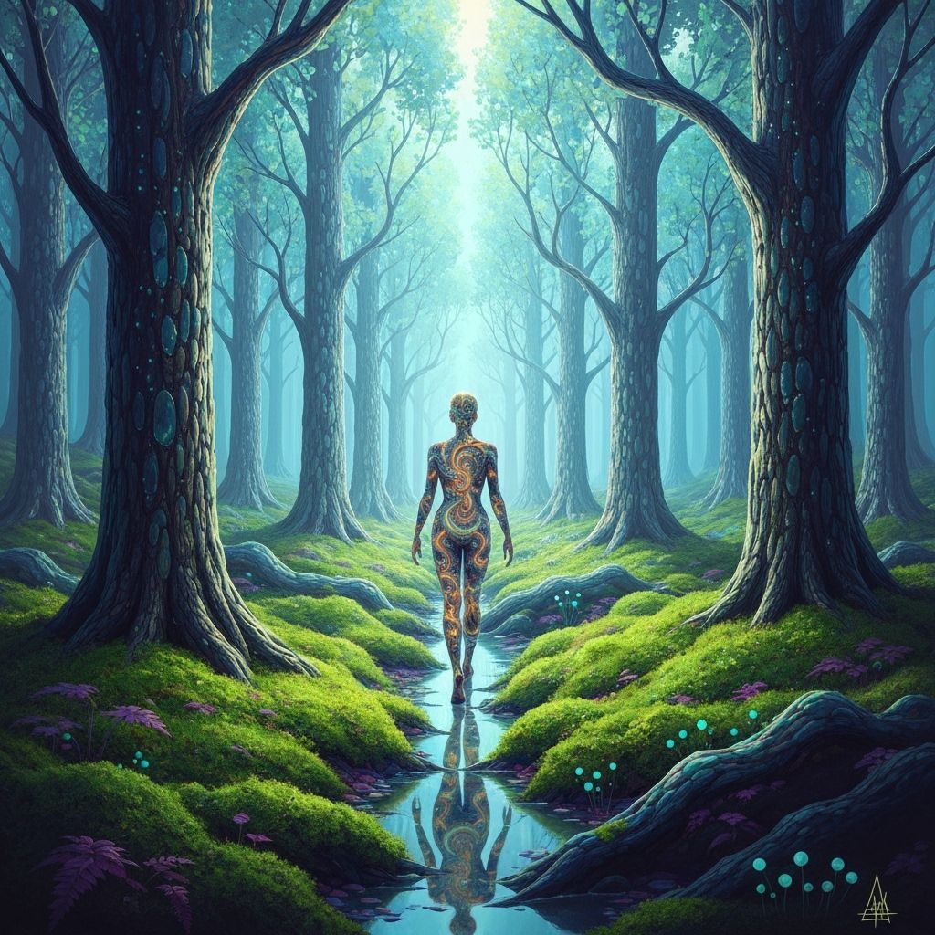 Bioluminescent Forest: Surreal Psychedelic Art