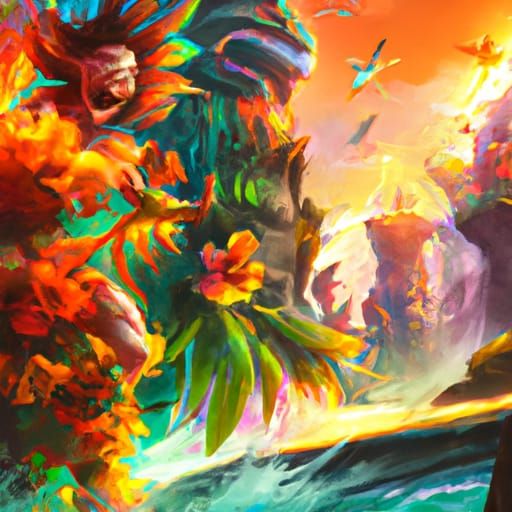 Hawaii Concept Art in Orange and Teal