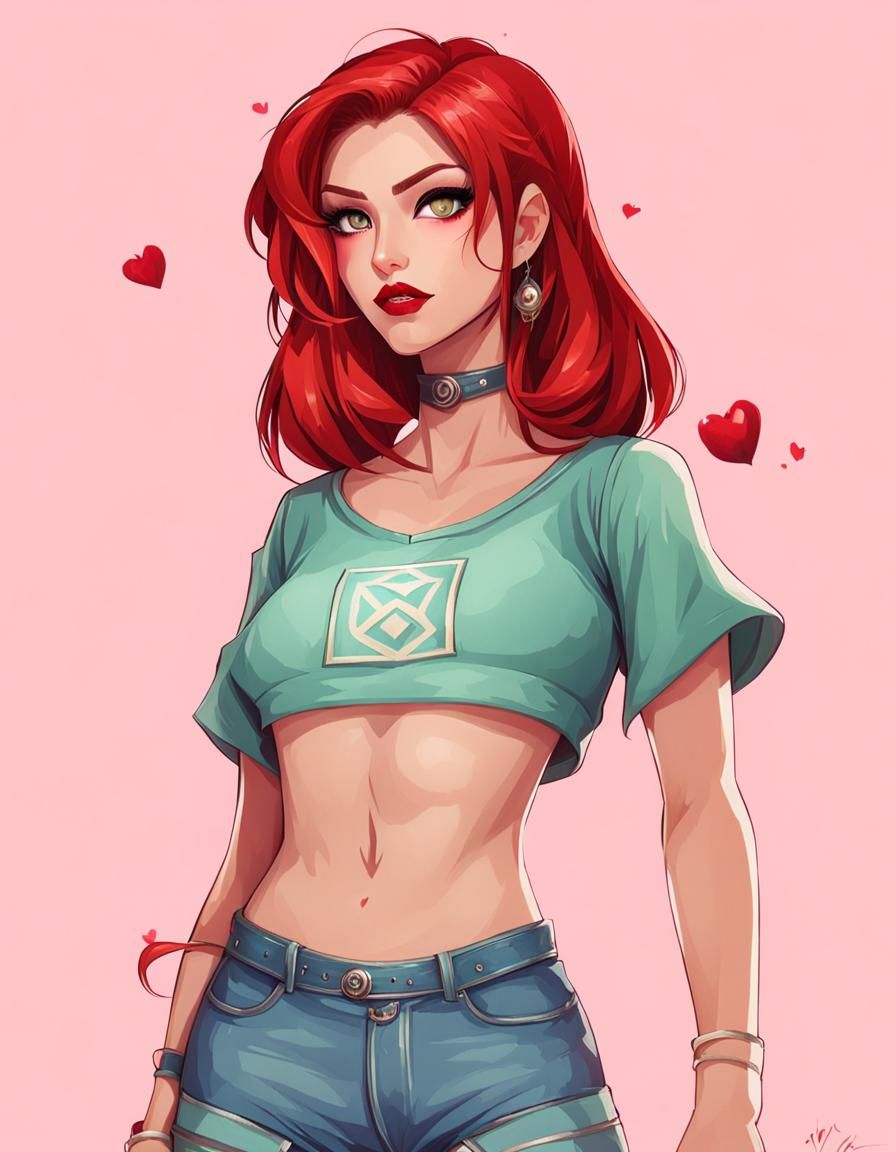 WoW Inspired Woman with Red Hair as Digital Art