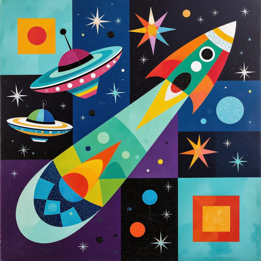 Surreal Folk Art Sci-Fi Digital Collage