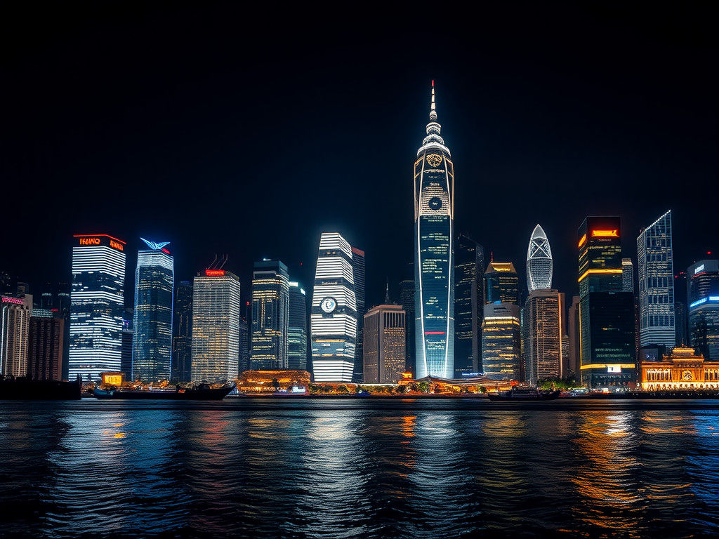 Hong Kong's Dazzling Night Skyline Reflected