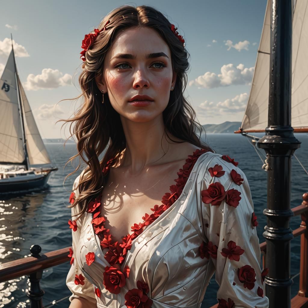 Rose Petal Dress: High-Contrast Portrait in Red Tones