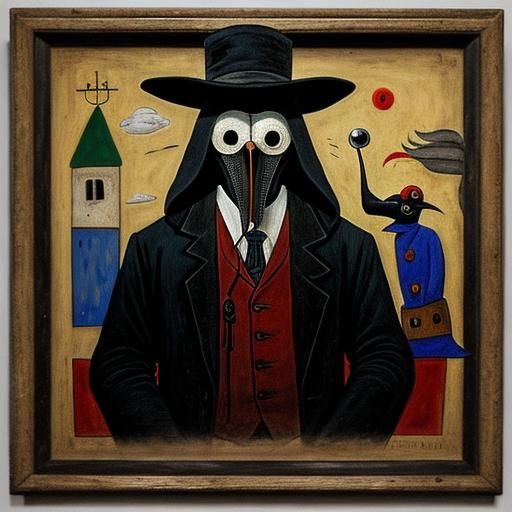 Surreal Plague Doctor in Expressionist Style