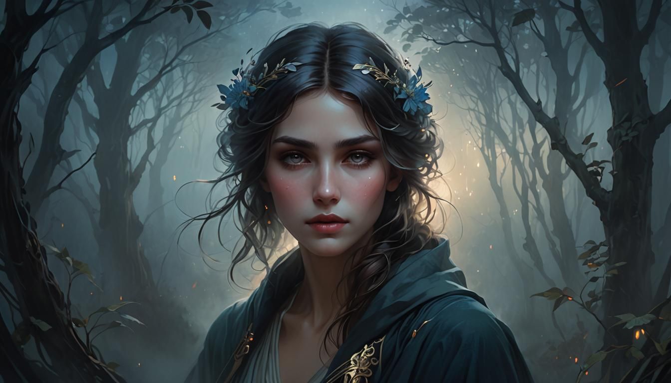 Ethereal Portrait of a Mysterious Woman in the Mist