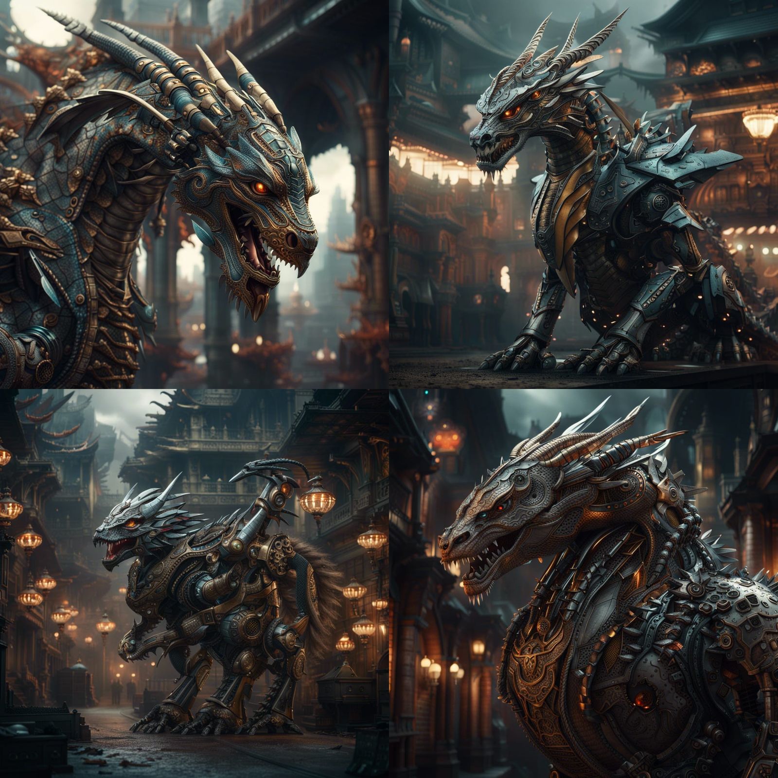 Epic Robot Dragon Digital Matte Painting