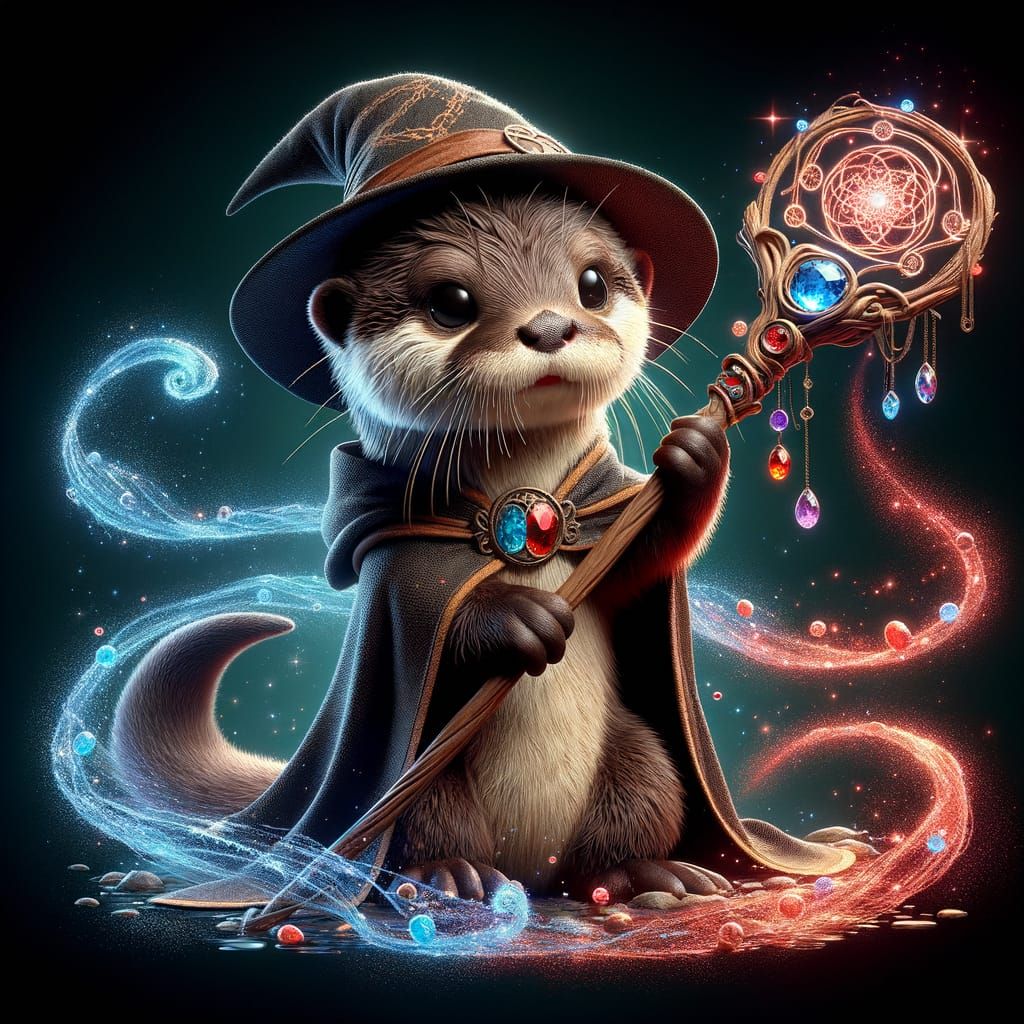 Charming Otter Wizard Master in Early 20th Century Animation...