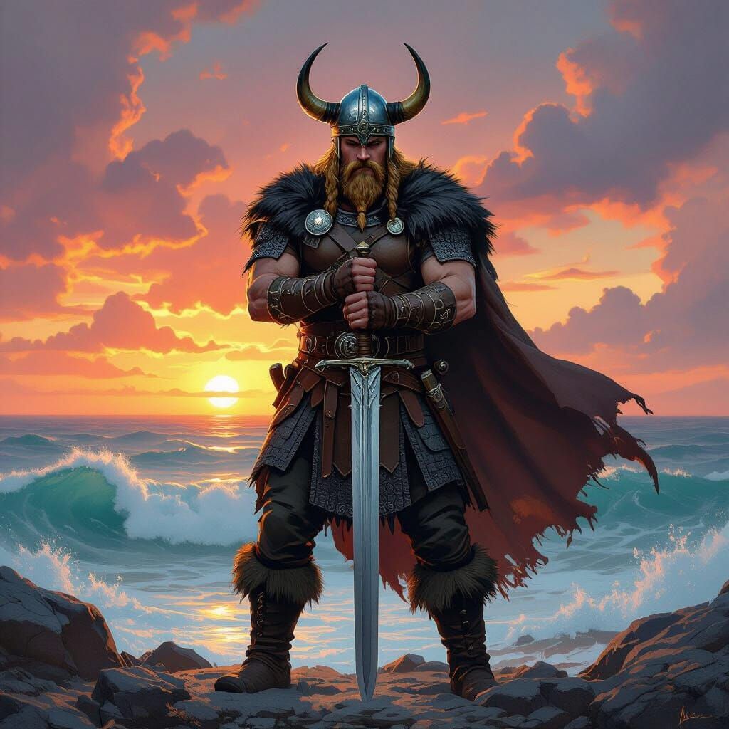 Viking Warrior Ready for Battle: Frazetta Style