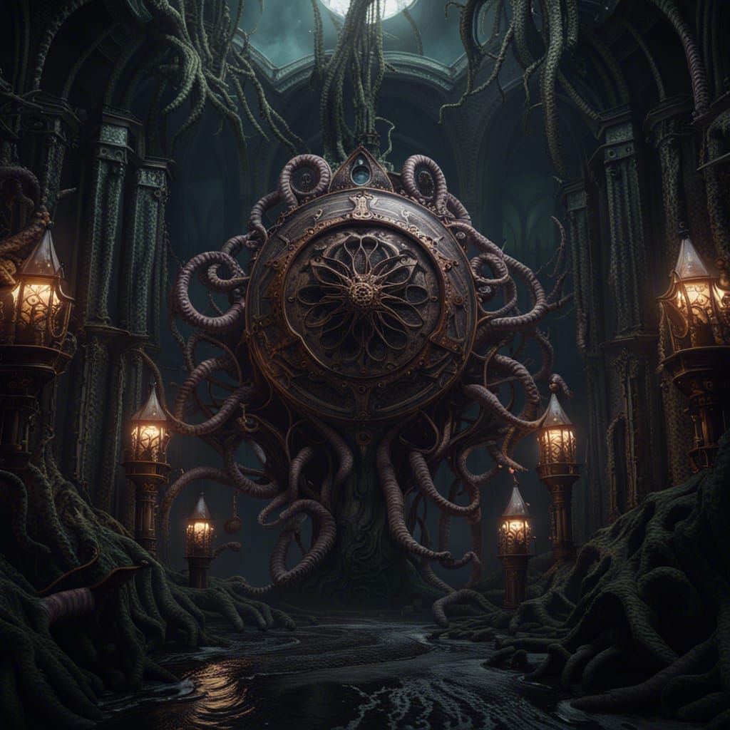 Yog Sothoth R'lyeh in Dark Steampunk Style