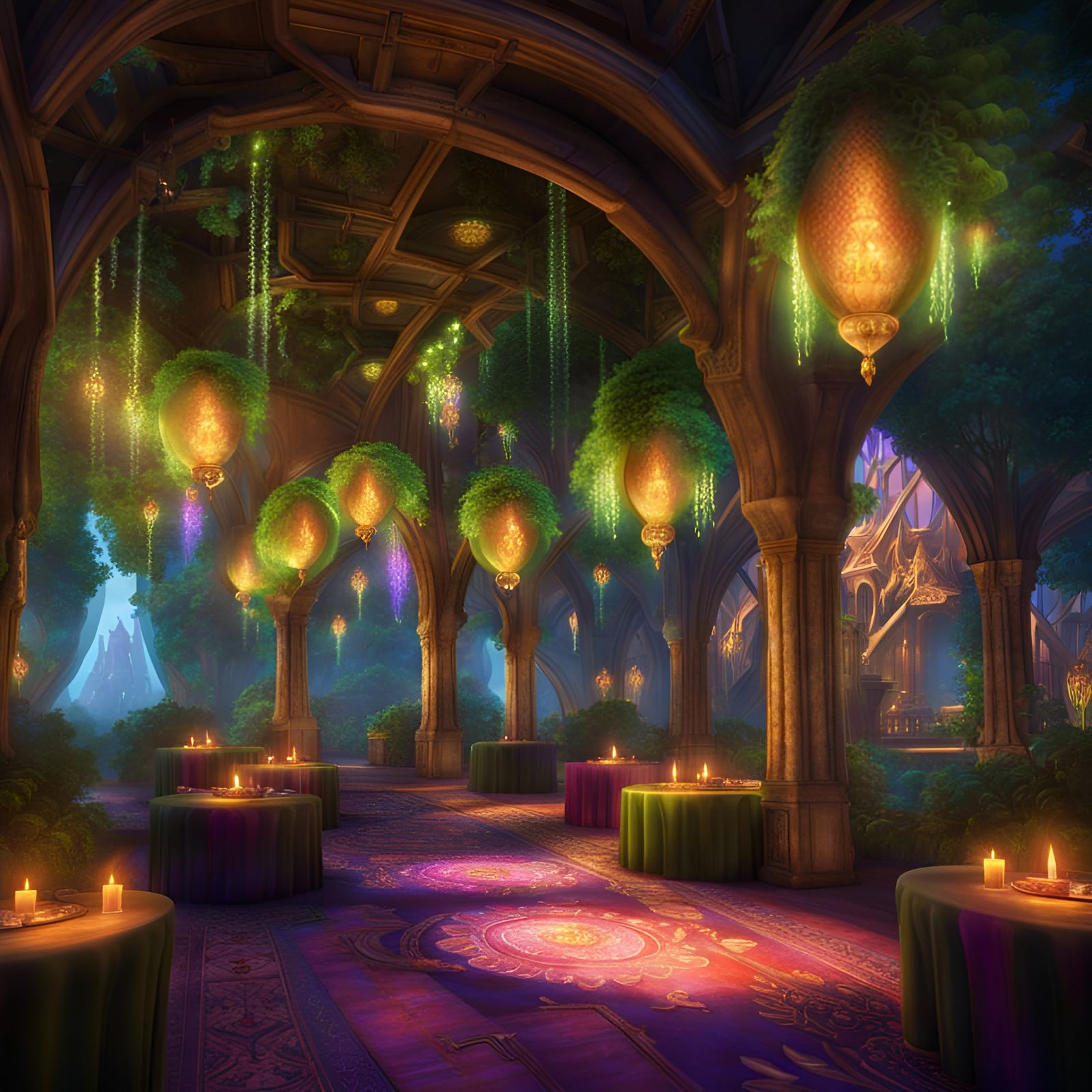 Lush Elven Palace with Exotic Dancers in 3D