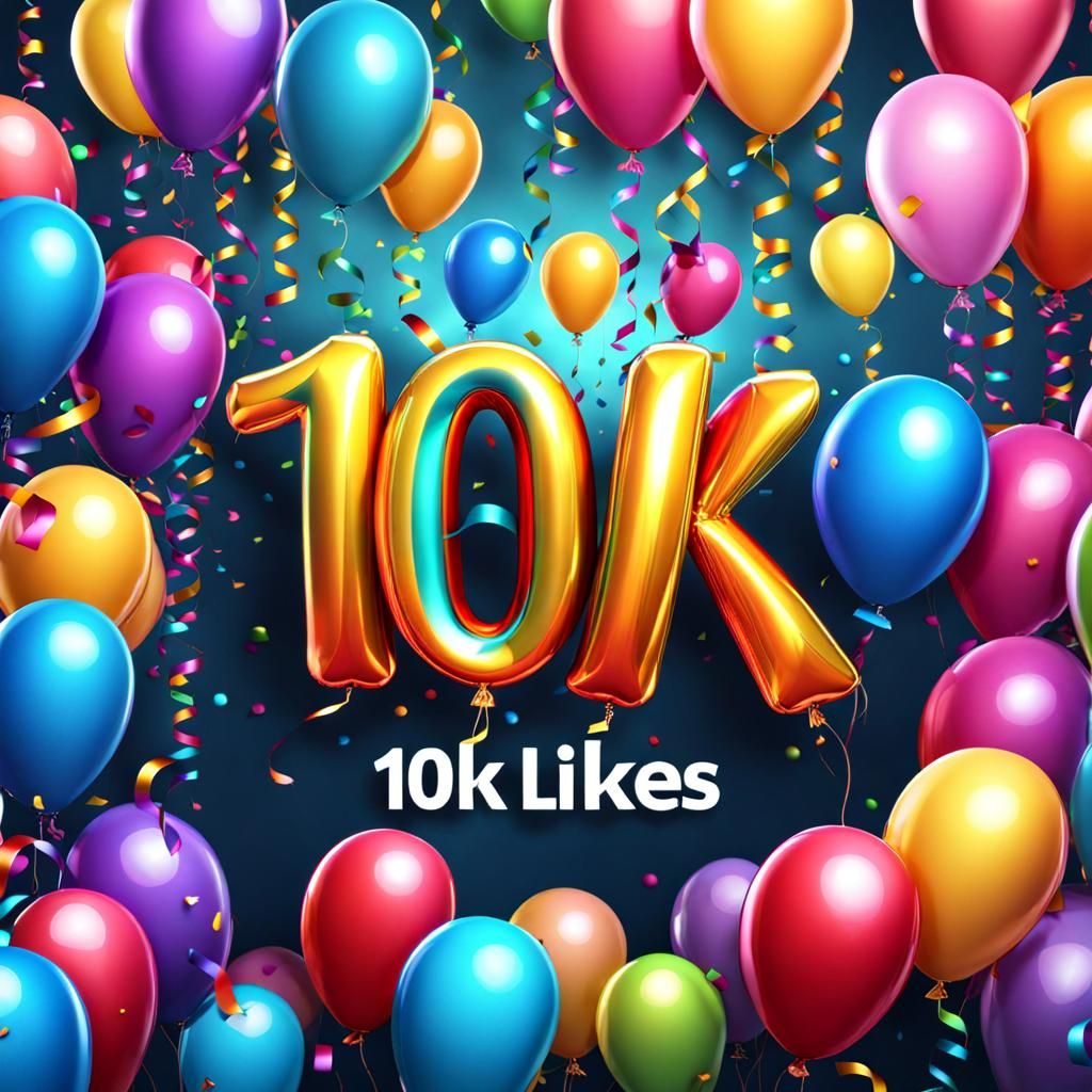Festive 10K Likes Celebration Design for Social Media