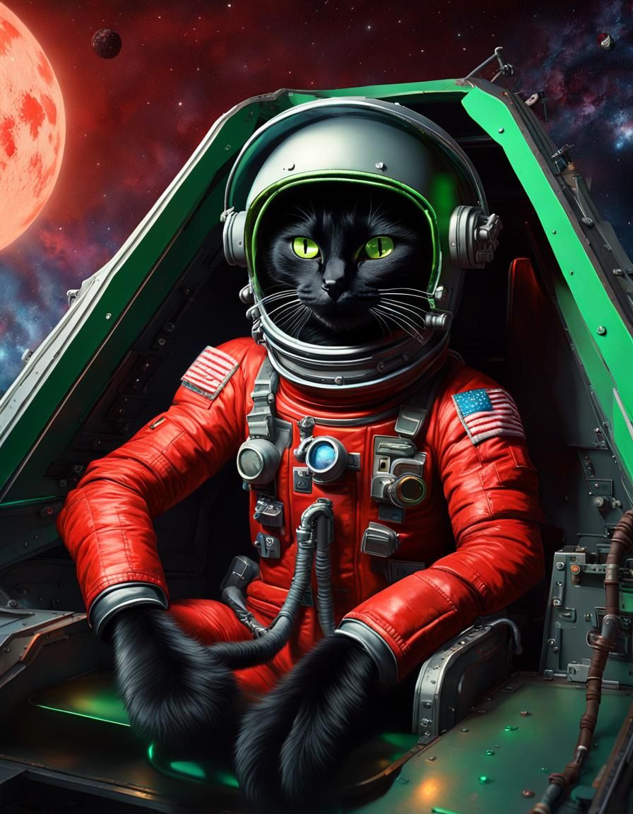 Cat Astronaut in Rocket Cockpit, 3D Game Art