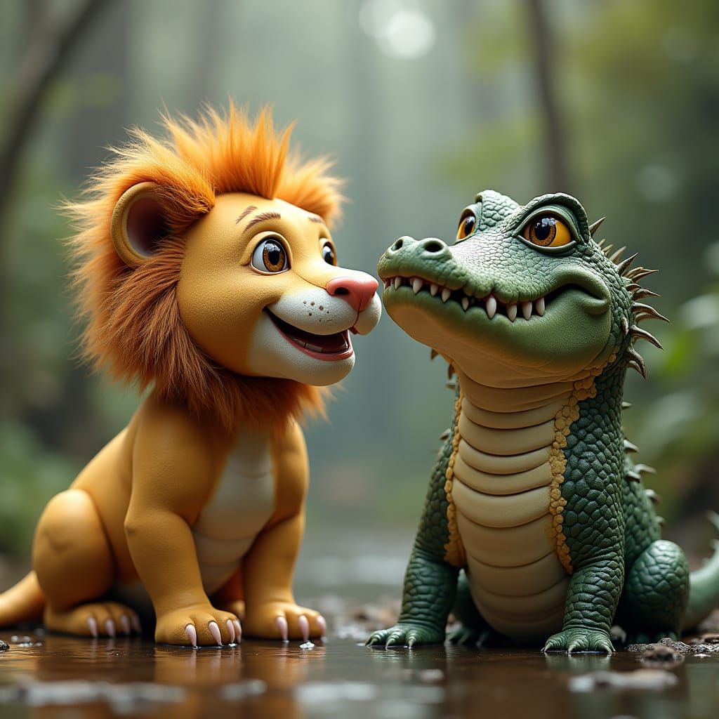 Hairless Lion Meets Furry Alligator