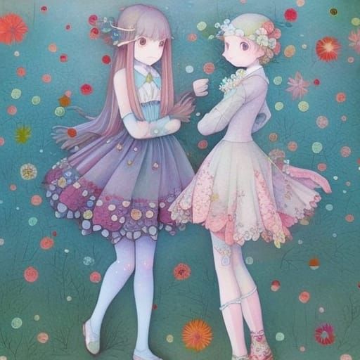 Manga-Inspired Portrait of Two Women