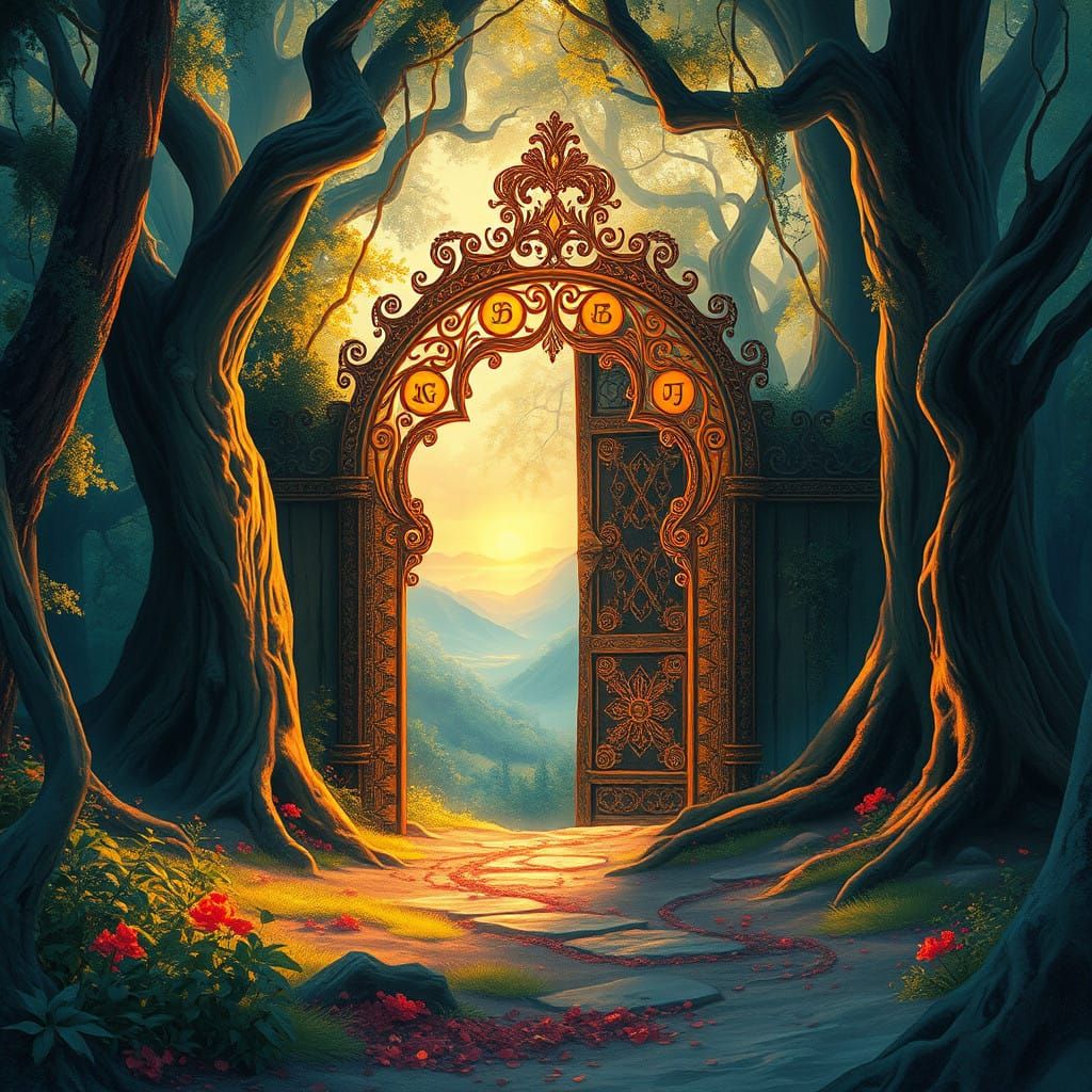 Enchanted Forest Gate in Dreamlike HDR