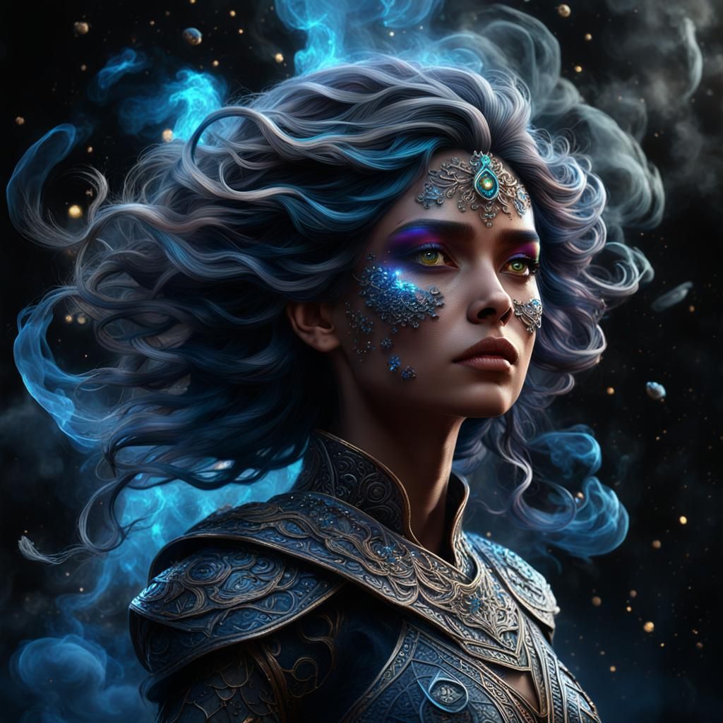 Shadow Figure with Starry Eyes: Fantasy Concept Art