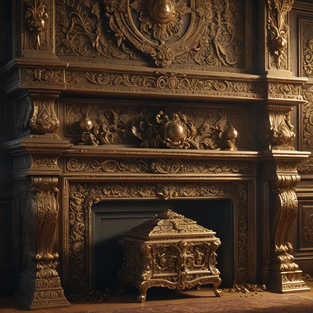 A focused view of the mantel, where dust has collected in th...