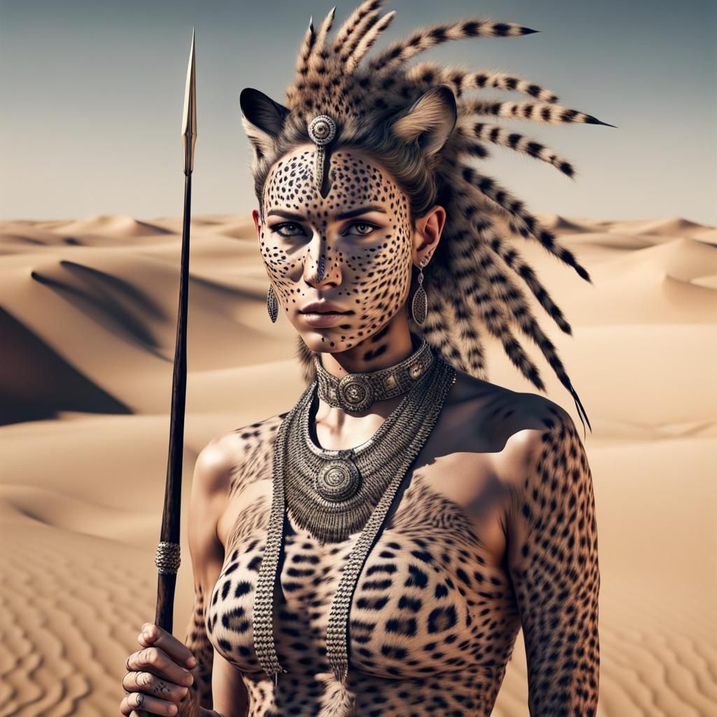 Surreal Leopard Girl Photo Manipulation in Desert