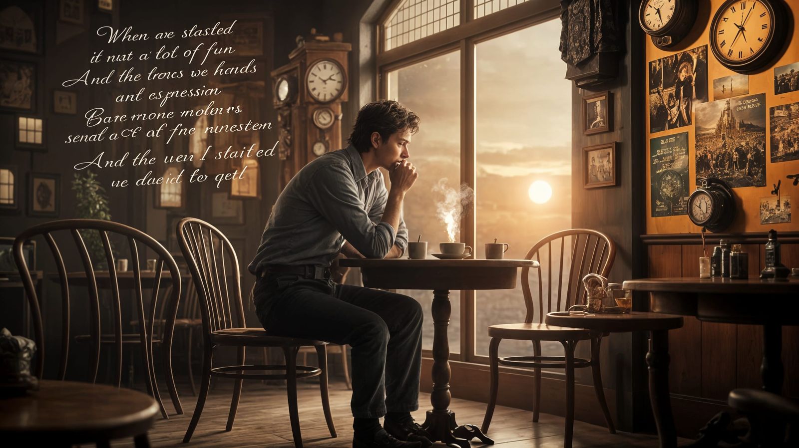 Nostalgic Café Scene with Warmth and Passion