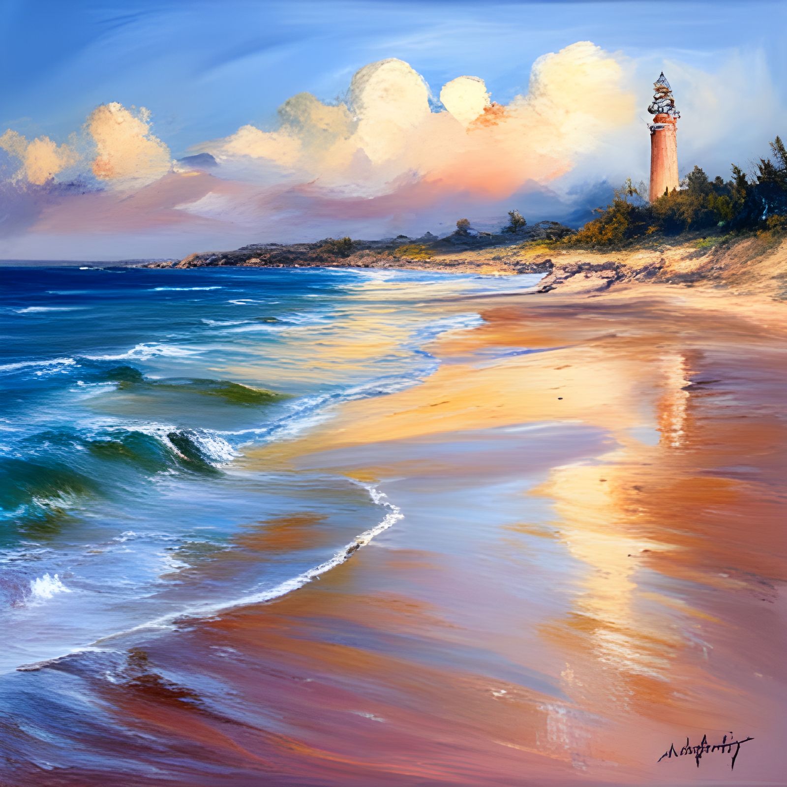 Impressionistic Beach Scene Inspired by Monet