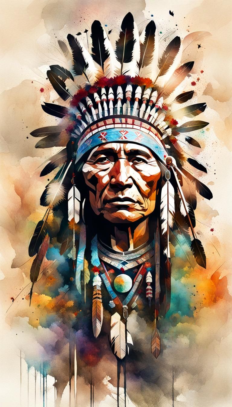 Ethereal Native American Totem Protecting Nature