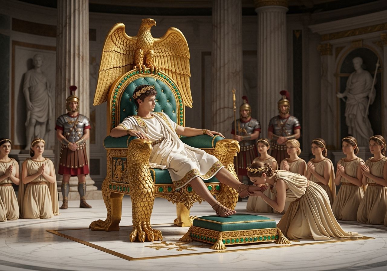 Emperor Nero on Golden Throne: A Professional Photograph