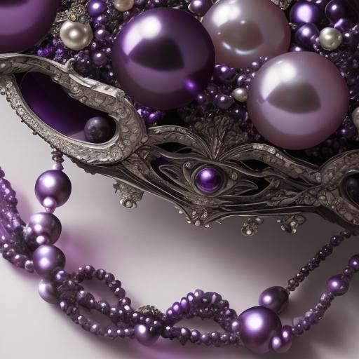 Pearls and Amethysts Frame in Hyperrealistic Style