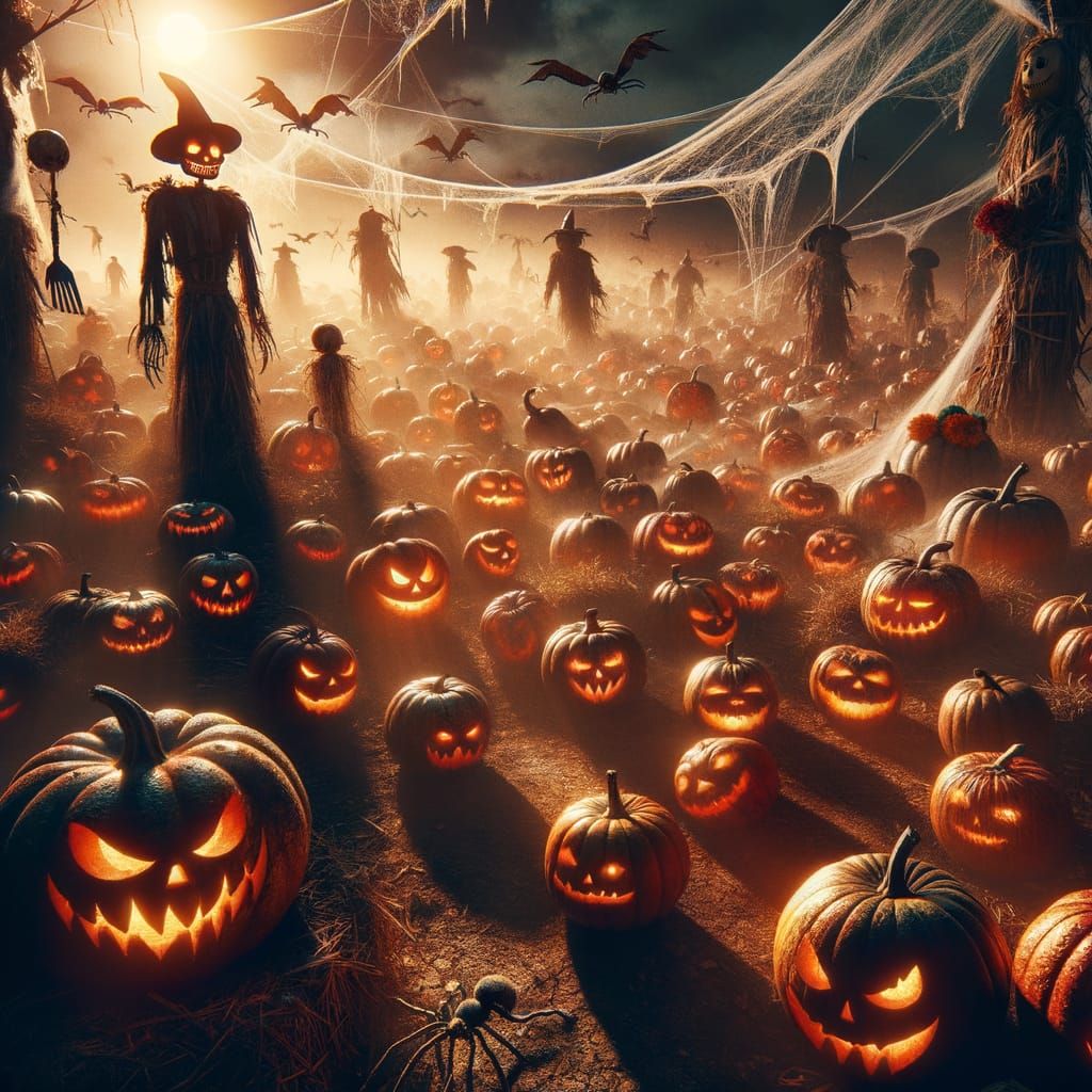 Nightmare Harvest Festival Under Eerie Autumn Moonlight