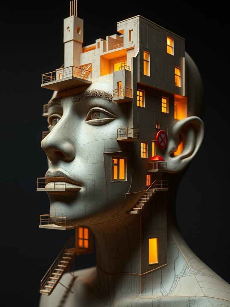 Life-Size Architectural Model with Blueprint Elements