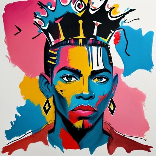 Abstract Fauvist King Portrait in Watercolor Style