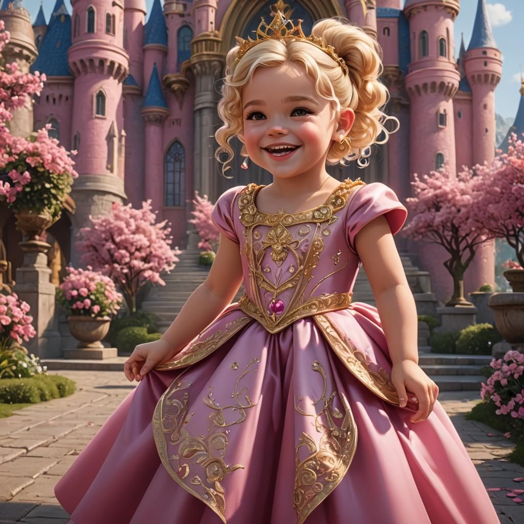 Toddler Princess with Blonde Curls in Fantasy Art