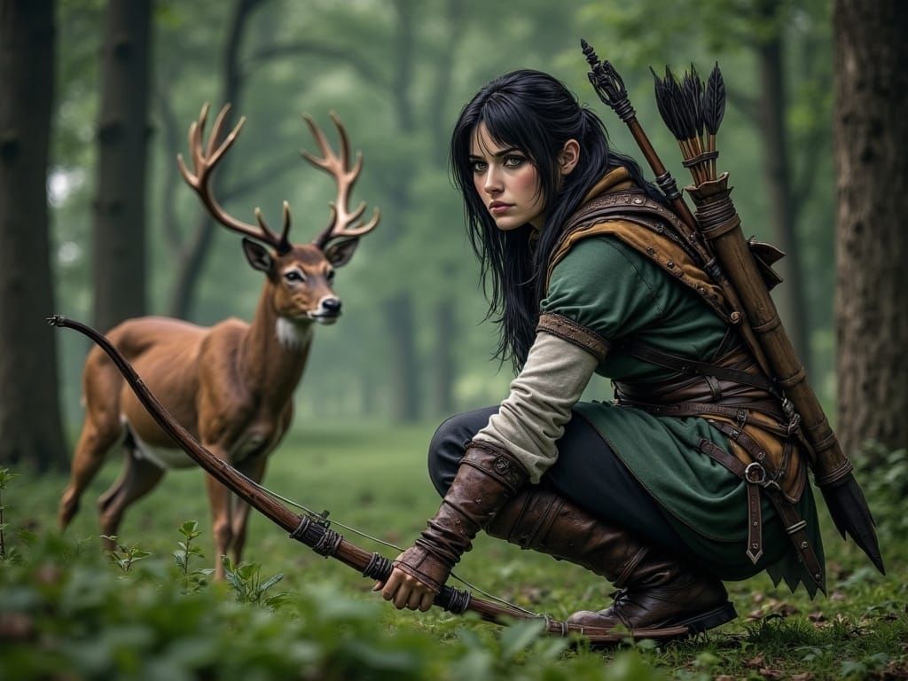 Vinneth in Forest Stance with Bow and Quiver