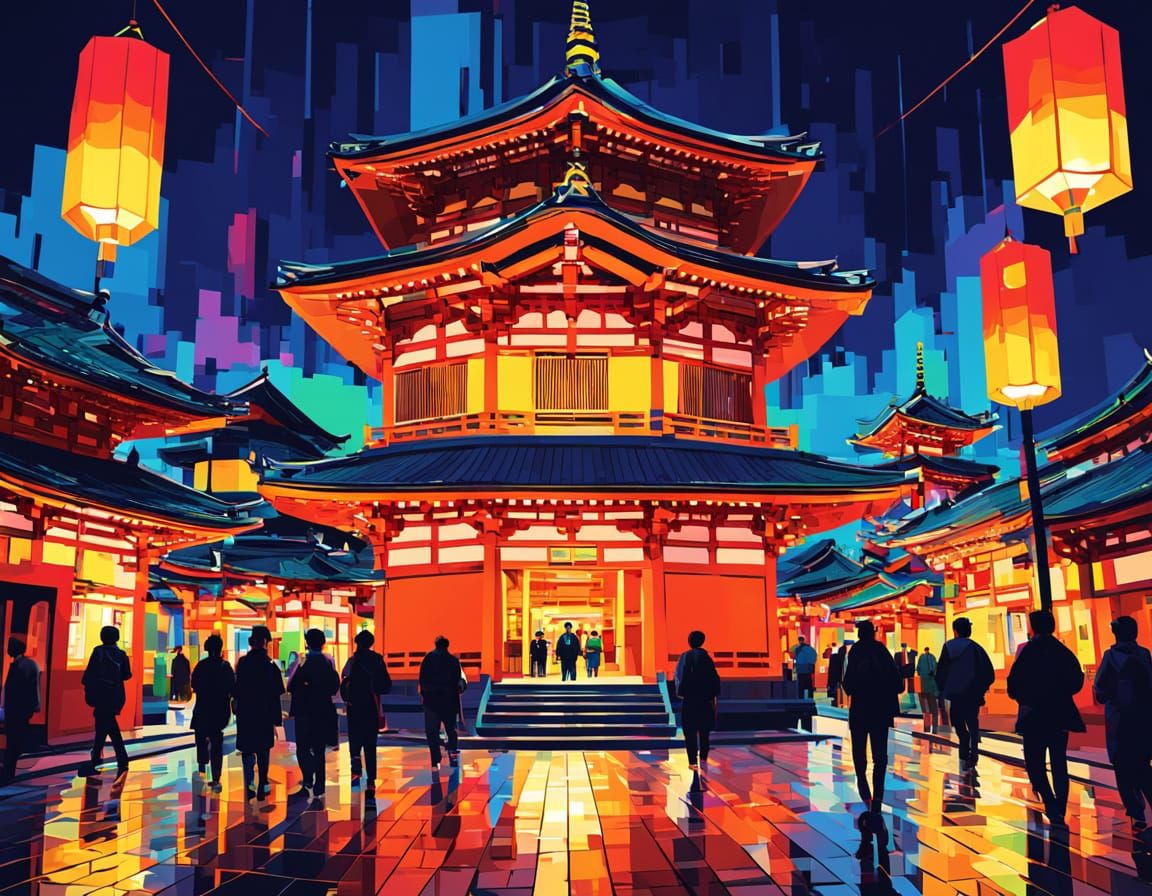Senso-ji Temple in WPAP Pop Art Style