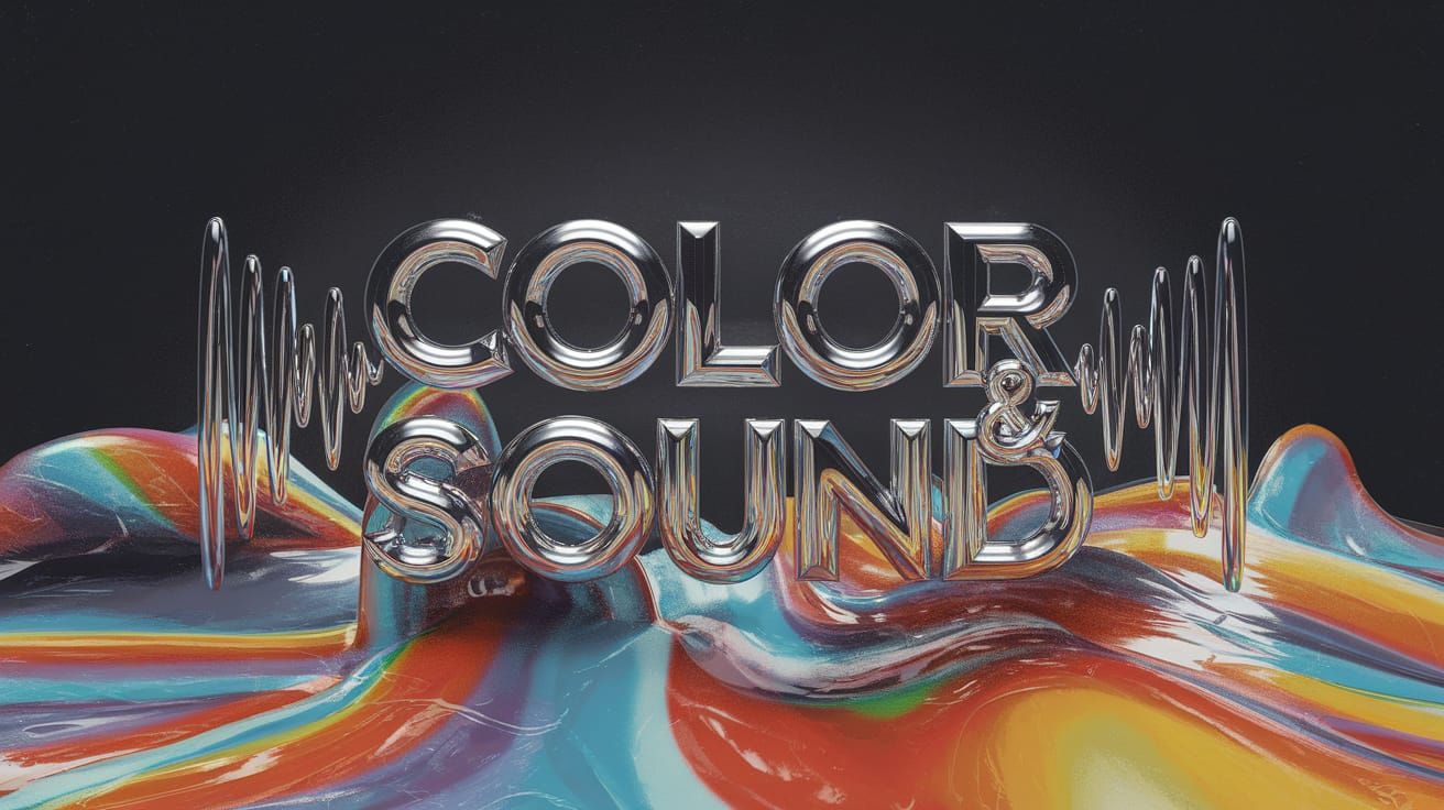 Chrome Text Over Dreamlike Paint Landscape