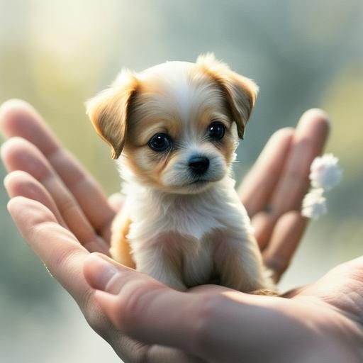 Whimsical Watercolor: Little Dog in Hand