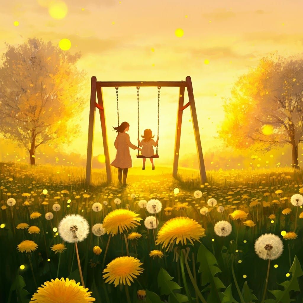 Dusk Playground Scene in Impressionist Style