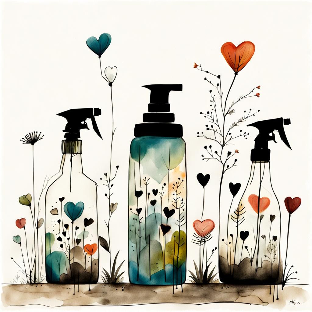 Heart Spray Bottle: Painterly Flower Watering